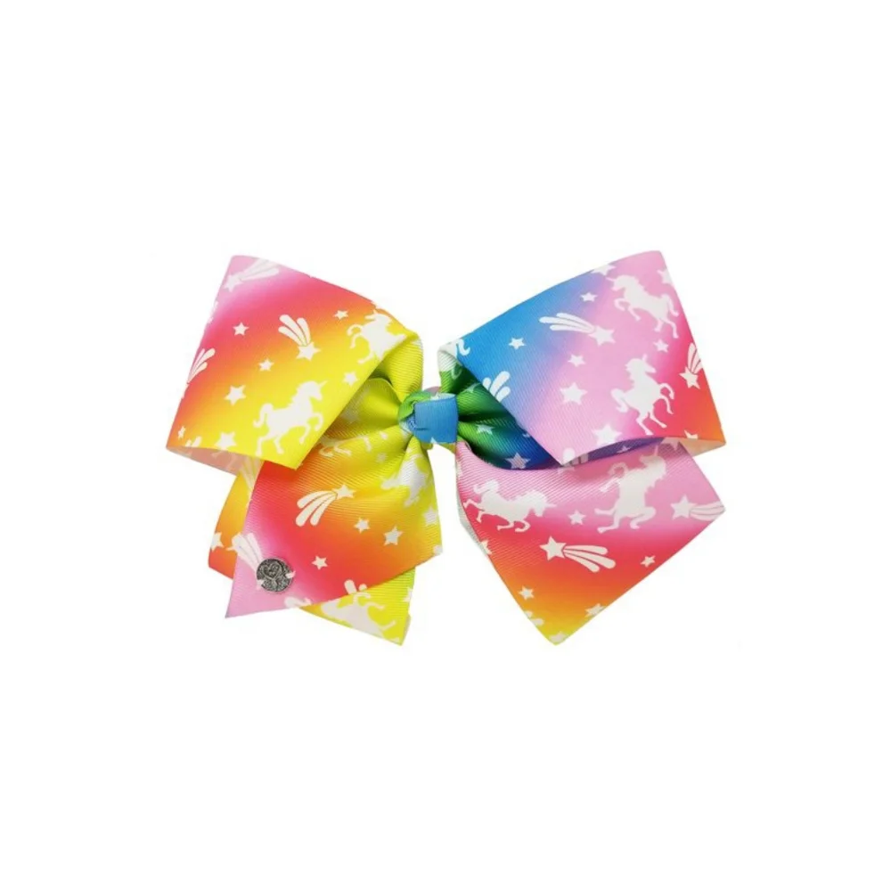NEW JoJo Siwa Large Cheer Hair Bow Rainbow with Stars JJ3614